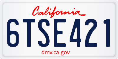 CA license plate 6TSE421
