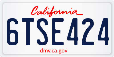 CA license plate 6TSE424