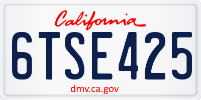 CA license plate 6TSE425