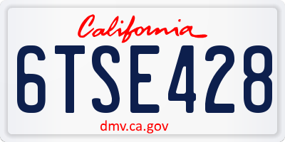 CA license plate 6TSE428