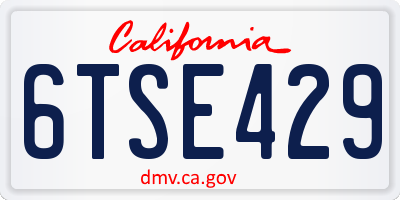 CA license plate 6TSE429