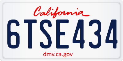 CA license plate 6TSE434