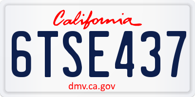 CA license plate 6TSE437