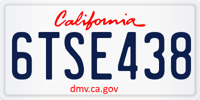 CA license plate 6TSE438
