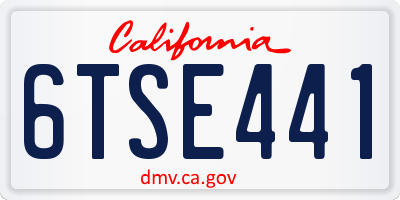 CA license plate 6TSE441