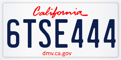 CA license plate 6TSE444