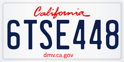 CA license plate 6TSE448