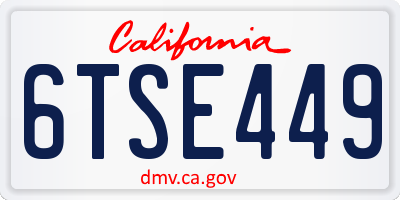 CA license plate 6TSE449