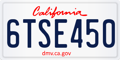 CA license plate 6TSE450