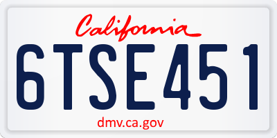 CA license plate 6TSE451