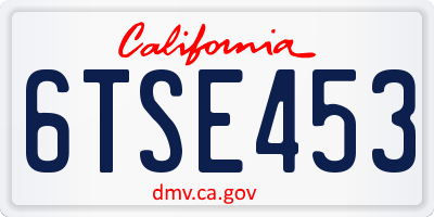 CA license plate 6TSE453