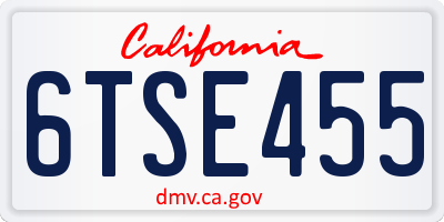 CA license plate 6TSE455