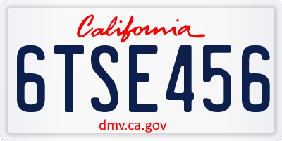 CA license plate 6TSE456