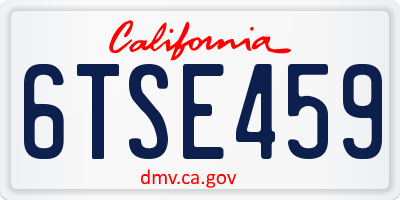 CA license plate 6TSE459