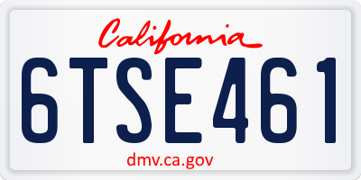 CA license plate 6TSE461