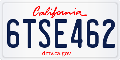 CA license plate 6TSE462