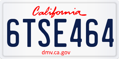 CA license plate 6TSE464