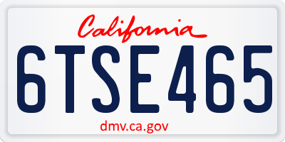 CA license plate 6TSE465