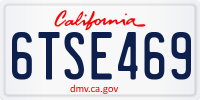 CA license plate 6TSE469