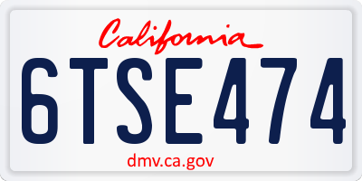 CA license plate 6TSE474