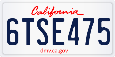CA license plate 6TSE475
