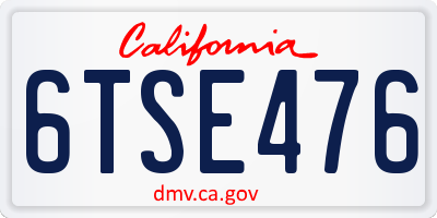 CA license plate 6TSE476