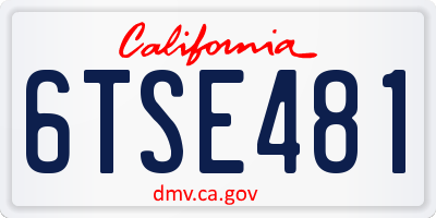 CA license plate 6TSE481