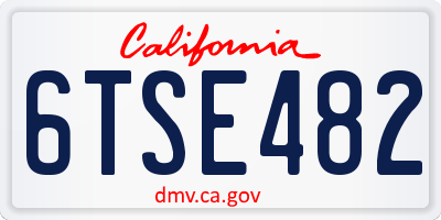 CA license plate 6TSE482