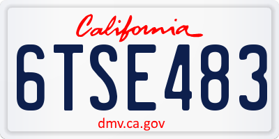 CA license plate 6TSE483