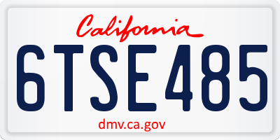 CA license plate 6TSE485