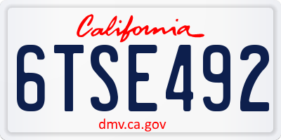 CA license plate 6TSE492