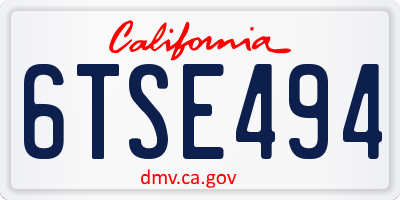CA license plate 6TSE494