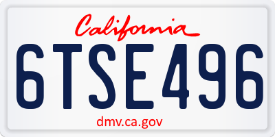 CA license plate 6TSE496