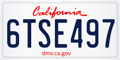 CA license plate 6TSE497