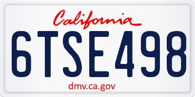 CA license plate 6TSE498