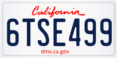 CA license plate 6TSE499