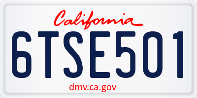 CA license plate 6TSE501