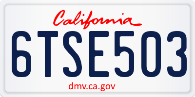 CA license plate 6TSE503