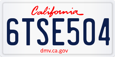 CA license plate 6TSE504