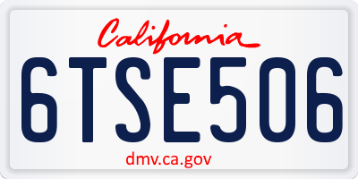 CA license plate 6TSE506