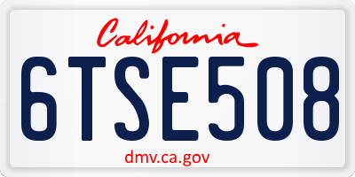 CA license plate 6TSE508