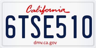 CA license plate 6TSE510