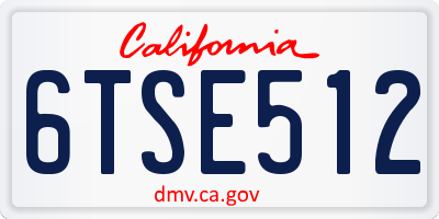 CA license plate 6TSE512