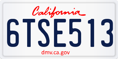 CA license plate 6TSE513