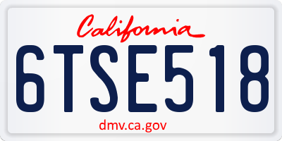 CA license plate 6TSE518