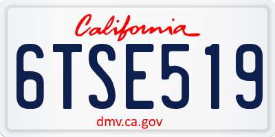 CA license plate 6TSE519