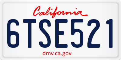 CA license plate 6TSE521