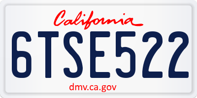 CA license plate 6TSE522