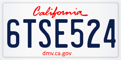 CA license plate 6TSE524