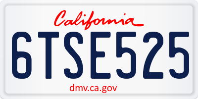 CA license plate 6TSE525